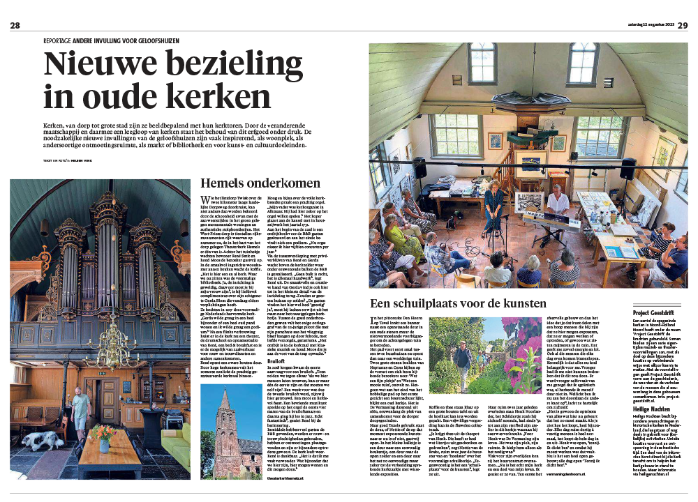 Nieuwe bezieling in oude kerken – Noordhollands Dagblad 12.08.23