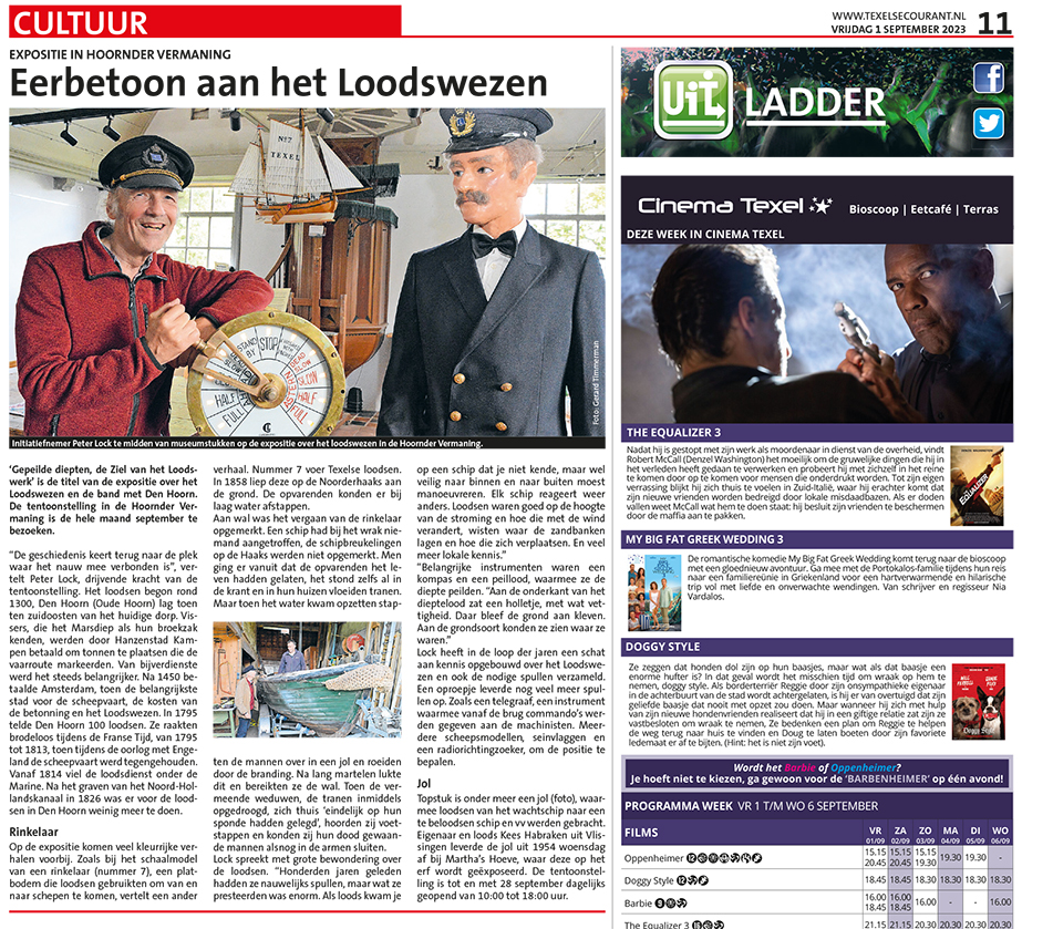 Eerbetoon aan het Loodswezen – Texelse Courant 01.09.23